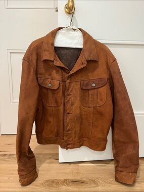 Three Star Ralph Lauren Double RL Brown Suede Bomber Jacket